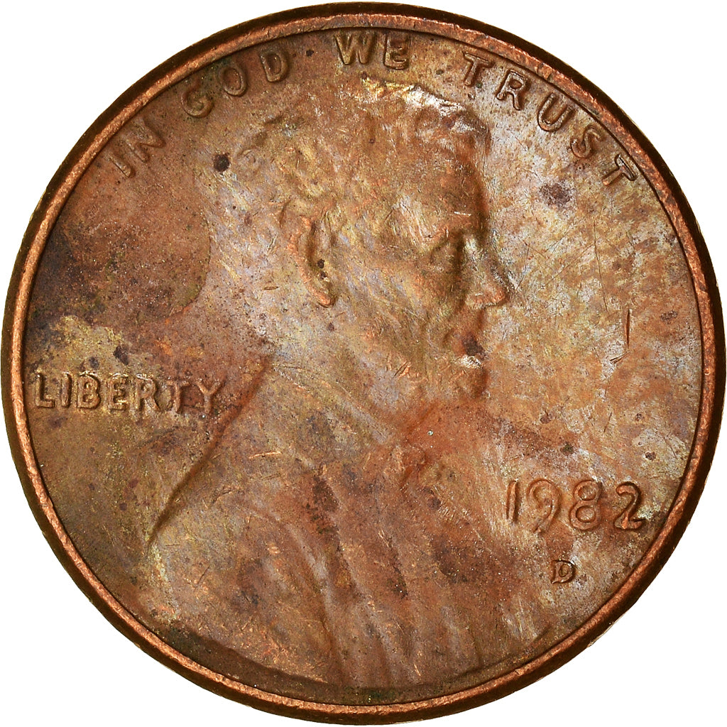 Moneda, Estados Unidos, Lincoln Cent, Cent, 1982, U.S. Mint, Denver, BC+, Cobre