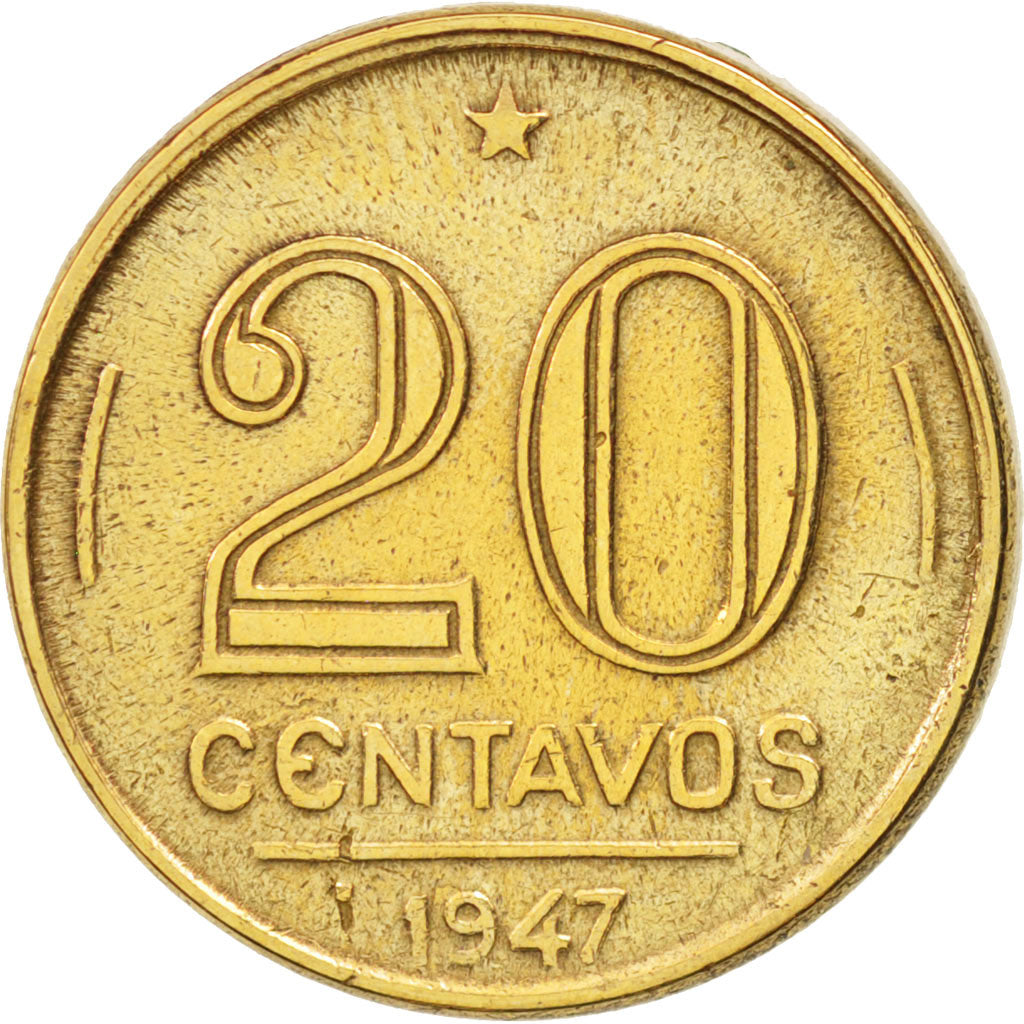 Brazil, 20 Centavos, 1947, EF(40-45), Aluminum-Bronze, KM:556a