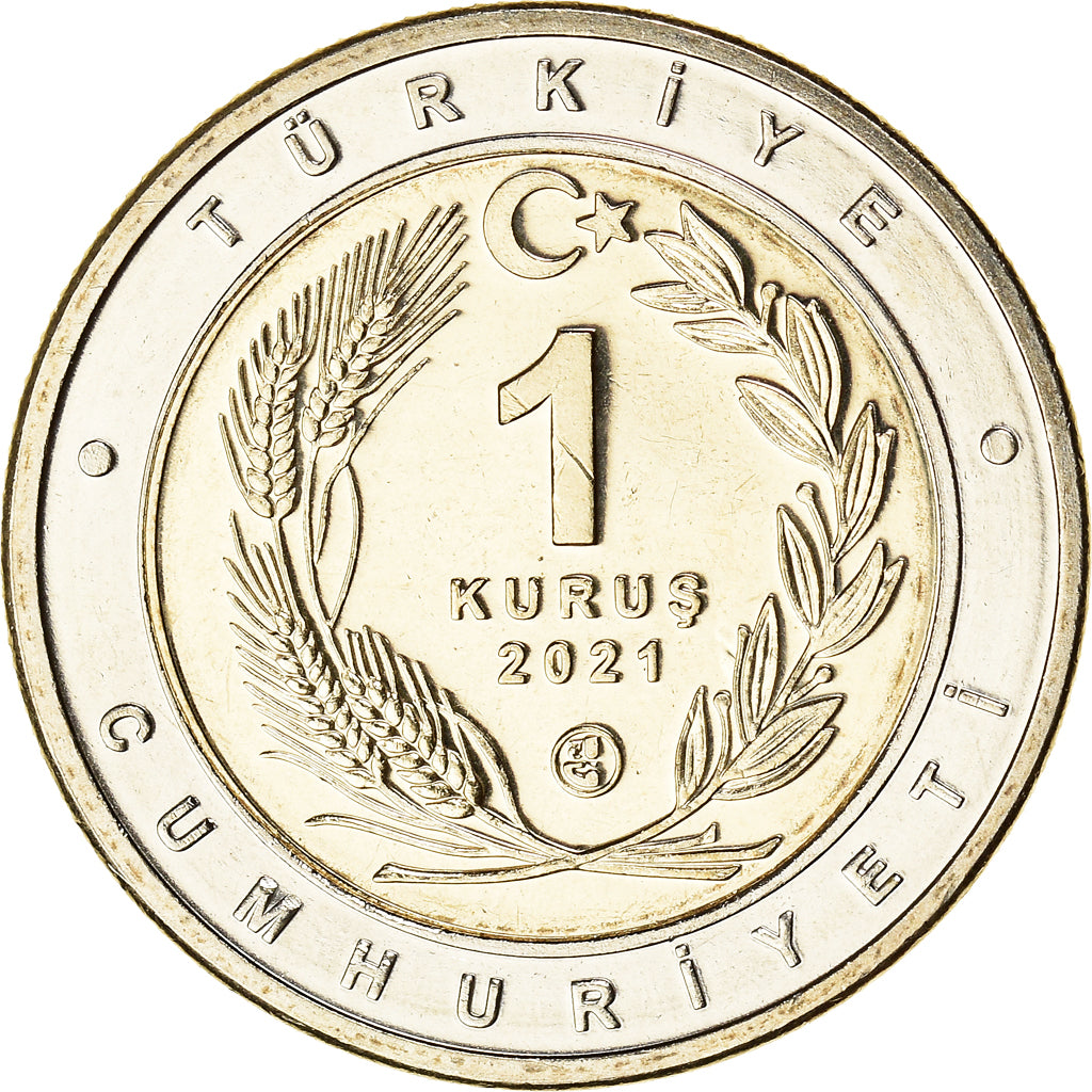 Coin, Turkey, Chat Caracal, Kurus, 2021, MS(63), Bi-Metallic, KM:New