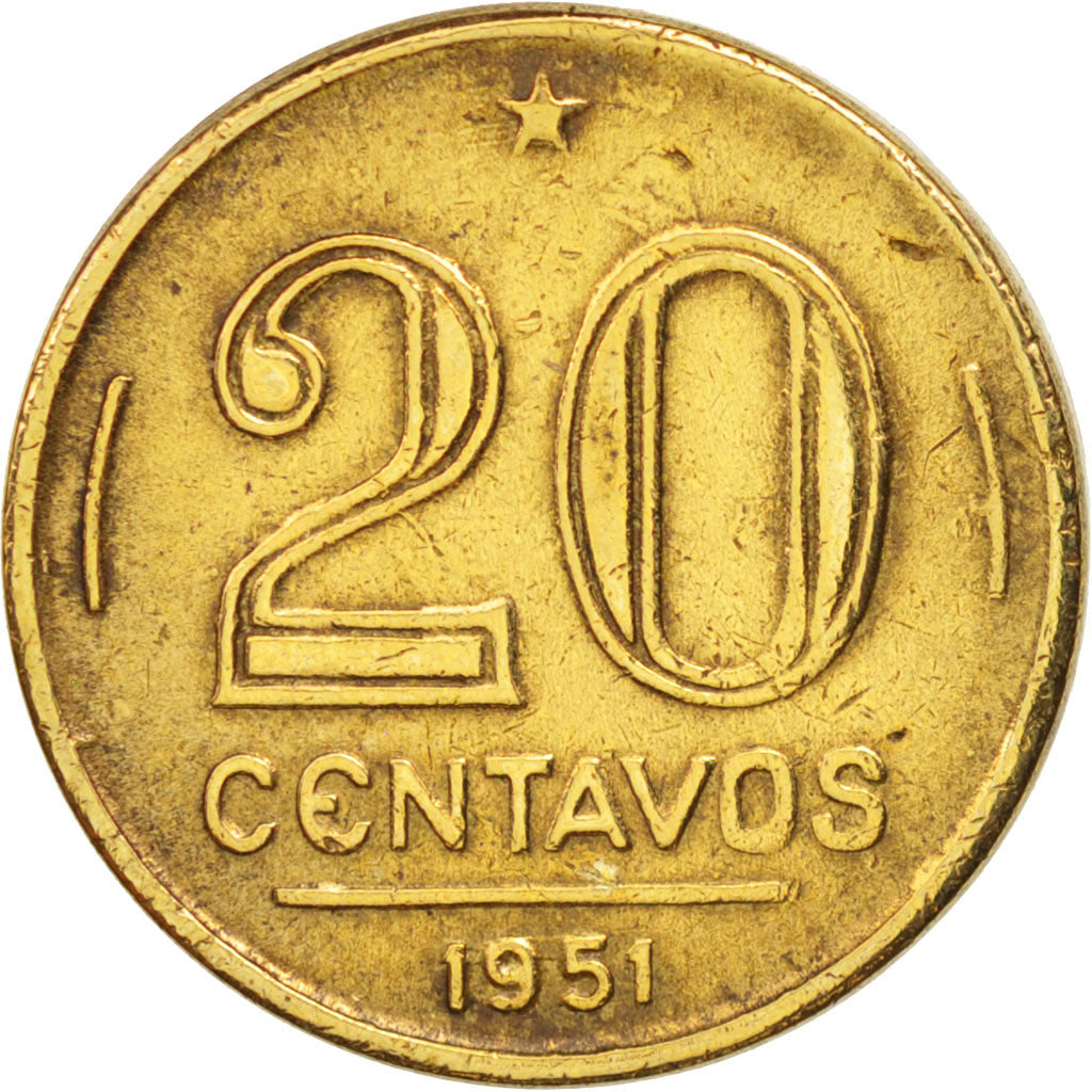 Brazil, 20 Centavos, 1951, EF(40-45), Aluminum-Bronze, KM:562
