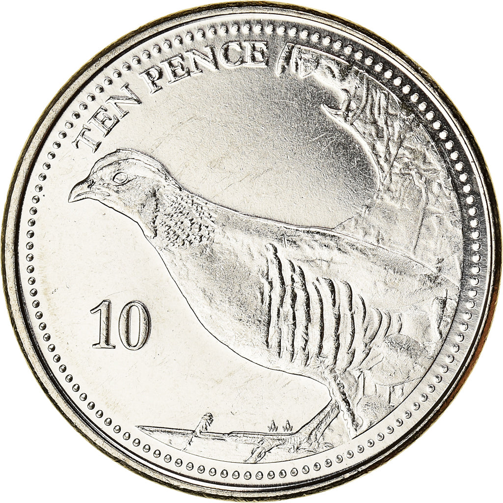 Coin, Gibraltar, Barbary Partridge, 10 Pence, 2020, MS(63), Acier plaqué nickel