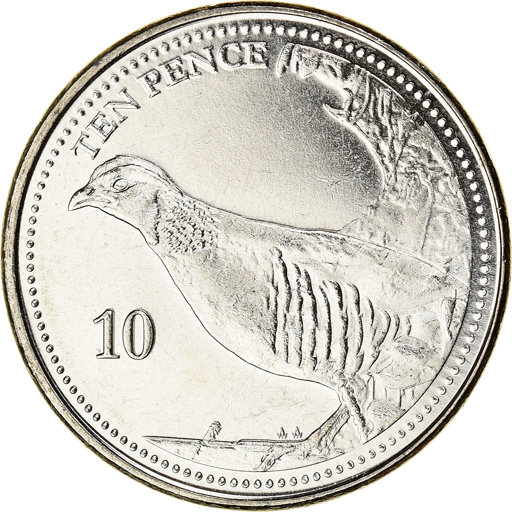 Coin, Gibraltar, Barbary Partridge, 10 Pence, 2020, MS(63), Acier plaqué nickel