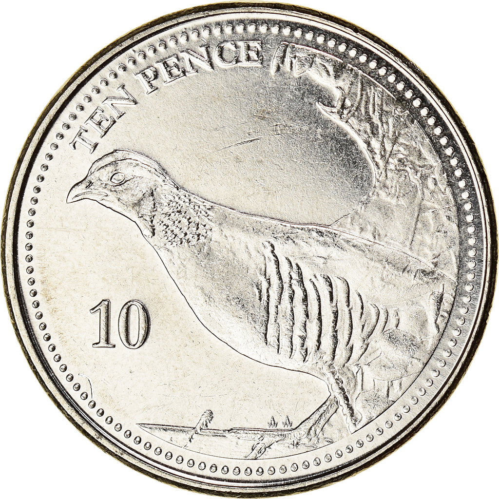 Coin, Gibraltar, Barbary Partridge, 10 Pence, 2020, MS(63), Acier plaqué nickel