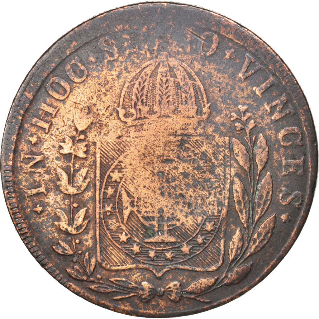 Brazil, 40 Reis, 1829, Bahia, VF(20-25), Copper, KM:444.2