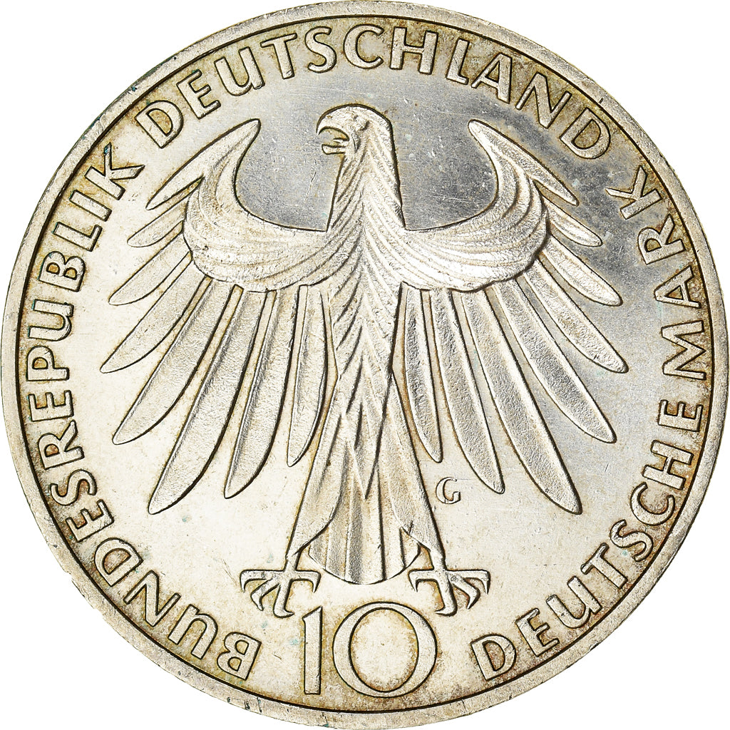Coin, GERMANY - FEDERAL REPUBLIC, 10 Mark, 1972, Karlsruhe, EF(40-45), Silver