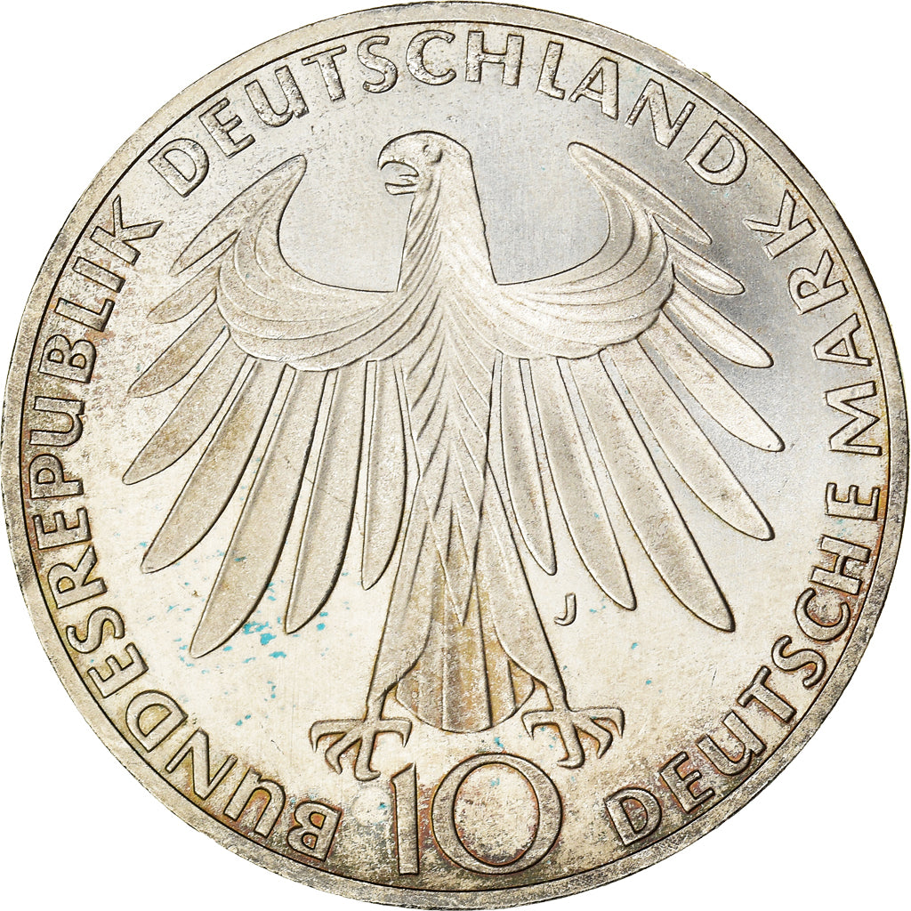 Coin, GERMANY - FEDERAL REPUBLIC, 10 Mark, 1972, Hambourg, EF(40-45), Silver