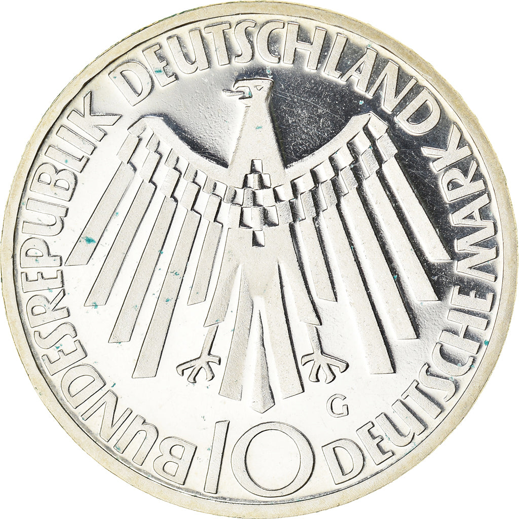 Coin, GERMANY - FEDERAL REPUBLIC, 10 Mark, 1972, Karlsruhe, BE, MS(63), Silver