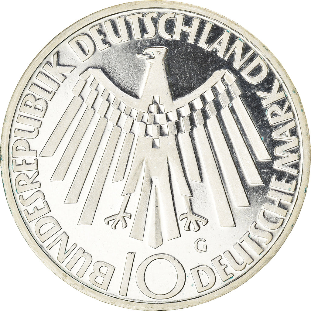 Coin, GERMANY - FEDERAL REPUBLIC, 10 Mark, 1972, Karlsruhe, BE, MS(63), Silver