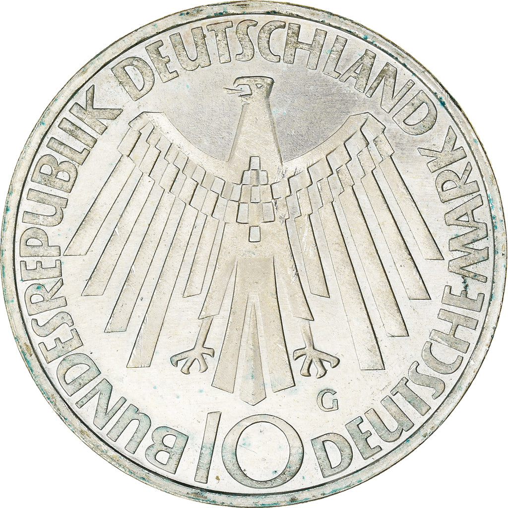 Coin, GERMANY - FEDERAL REPUBLIC, 10 Mark, 1972, Karlsruhe, AU(50-53), Silver
