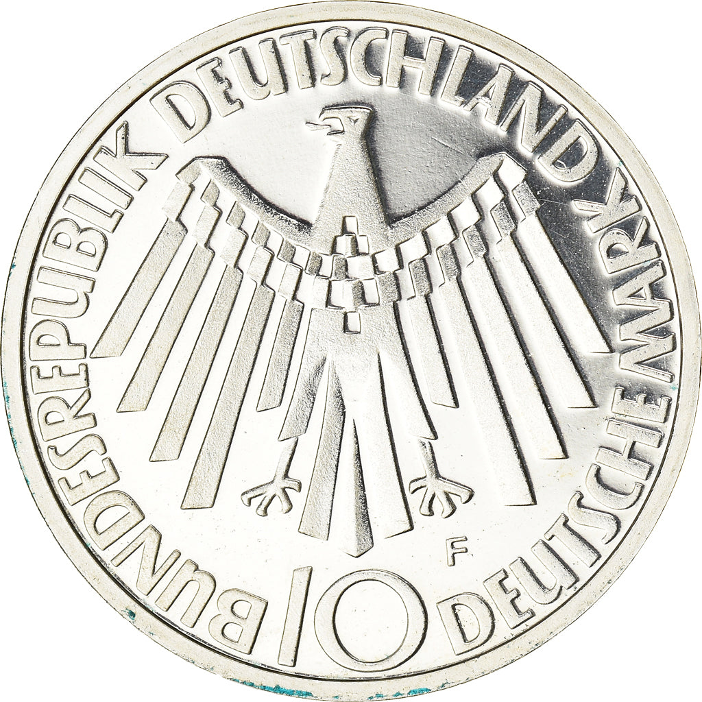 Coin, GERMANY - FEDERAL REPUBLIC, 10 Mark, 1972, Stuttgart, BE, MS(63), Silver