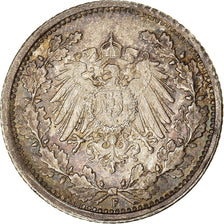 Coin, German States, 1/2 Mark, 1918, Stuttgart, EF(40-45), Silver, KM:17