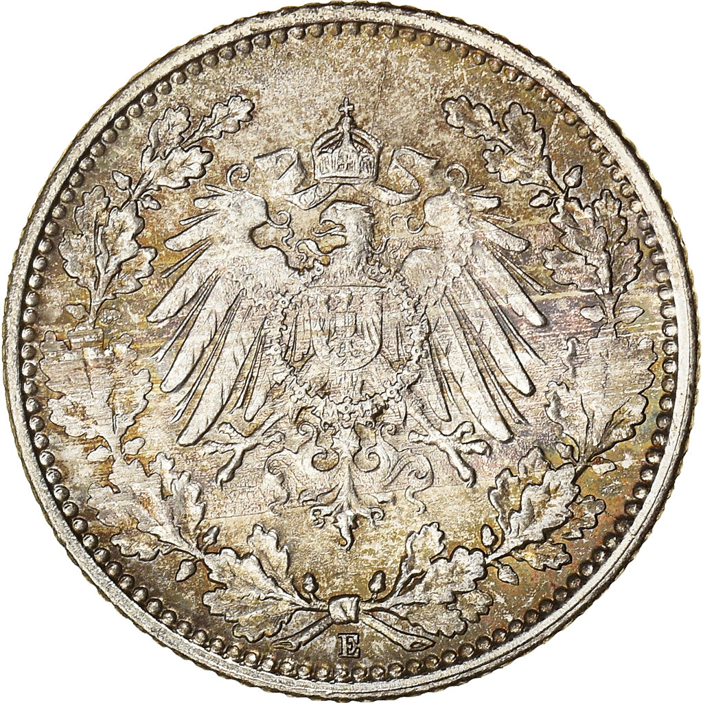 Coin, German States, 1/2 Mark, 1919, Muldenhütten, EF(40-45), Silver, KM:17