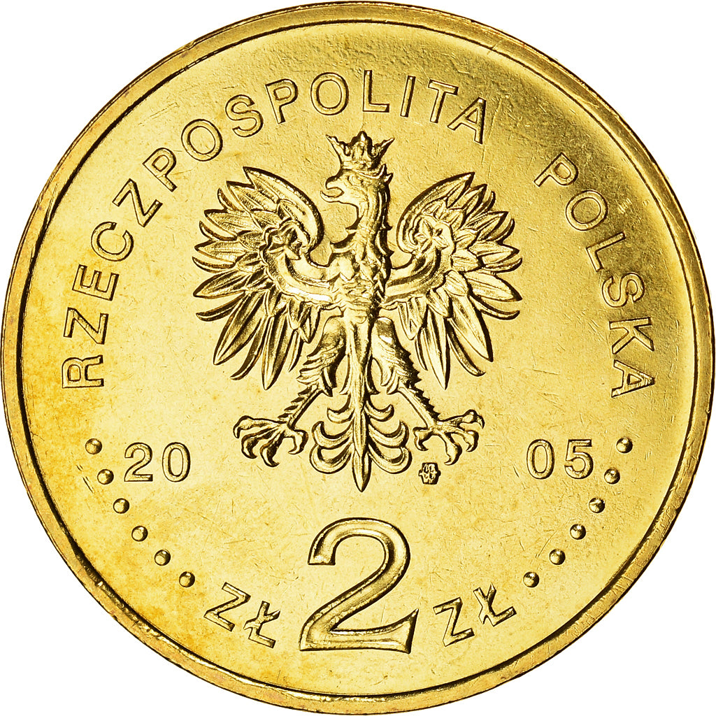 Coin, Poland, 2 Zlote, 2005, Warsaw, AU(50-53), Brass, KM:608
