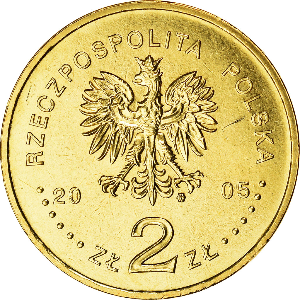 Coin, Poland, 2 Zlote, 2005, Warsaw, AU(55-58), Brass, KM:608