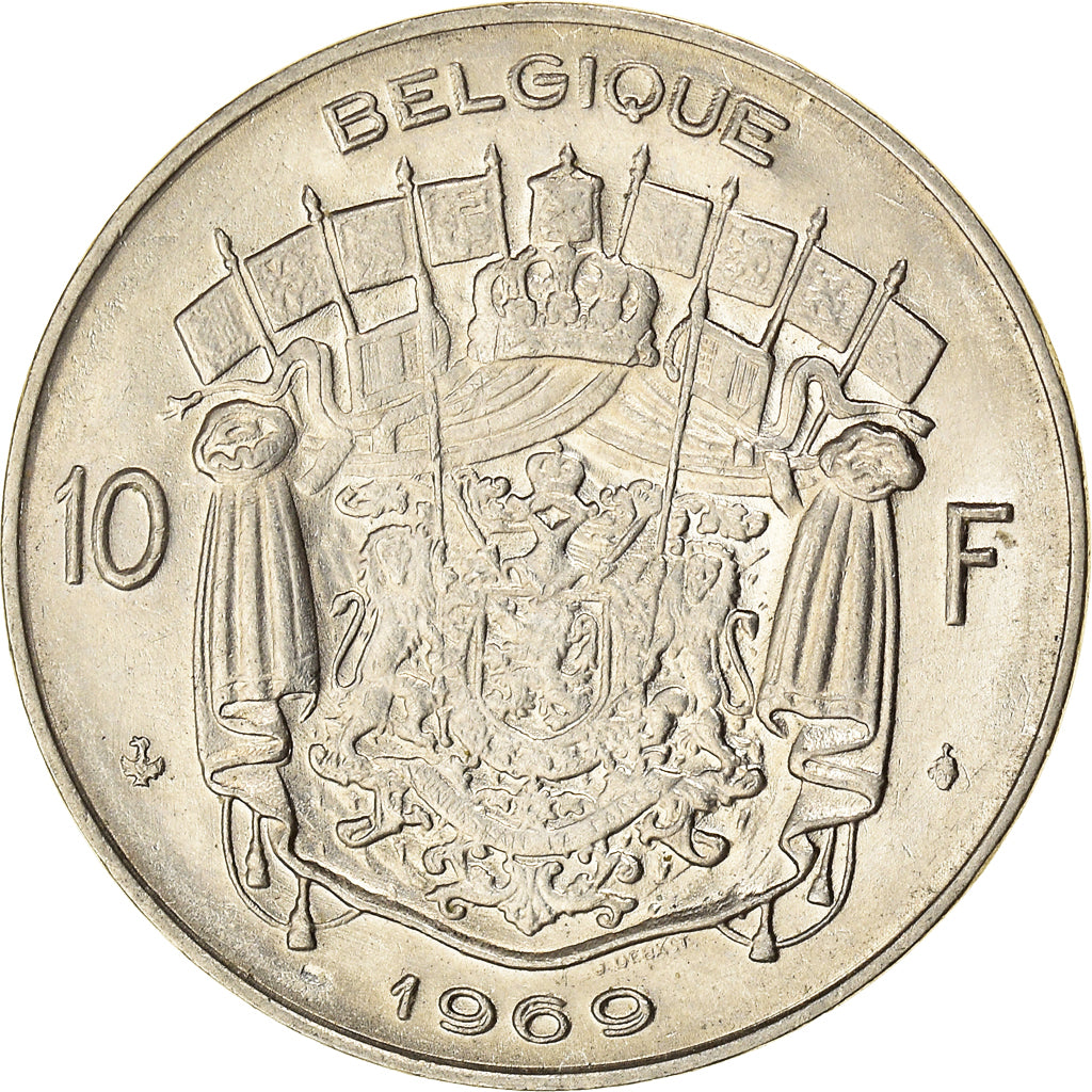 Coin, Belgium, 10 Francs, 10 Frank, 1969, Brussels, EF(40-45), Nickel, KM:155.1