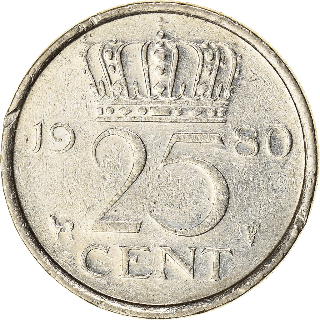 Monnaie, Pays-Bas, Juliana, 25 Cents, 1980, TTB, Nickel, KM:183