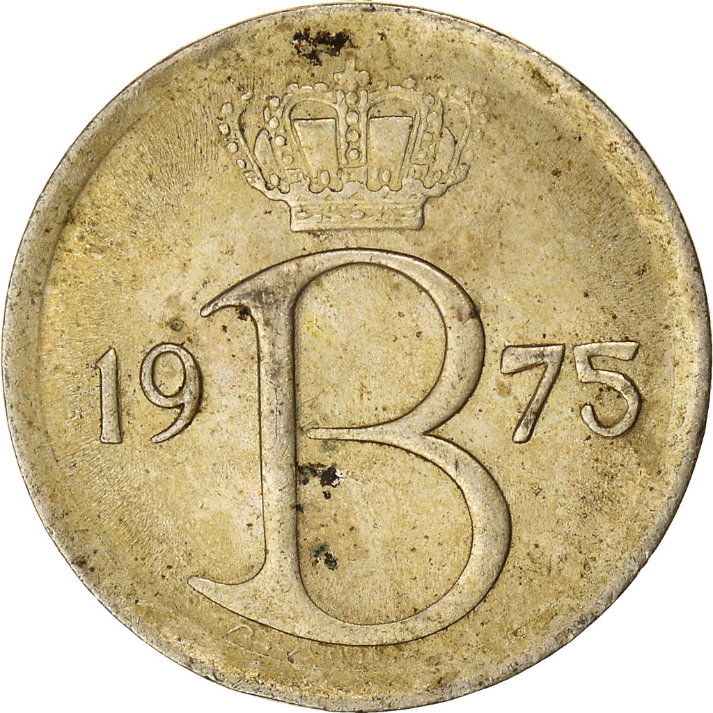 Münze, Belgien, 25 Centimes, 1975, Brussels, S+, Kupfer-Nickel, KM:154.1