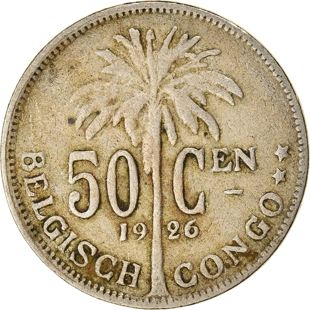 Coin, Belgian Congo, 50 Centimes, 1926, VF(20-25), Copper-nickel, KM:23