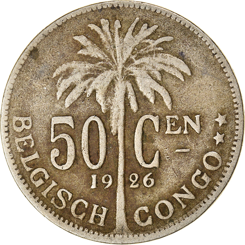 Coin, Belgian Congo, 50 Centimes, 1926, VF(20-25), Copper-nickel, KM:23
