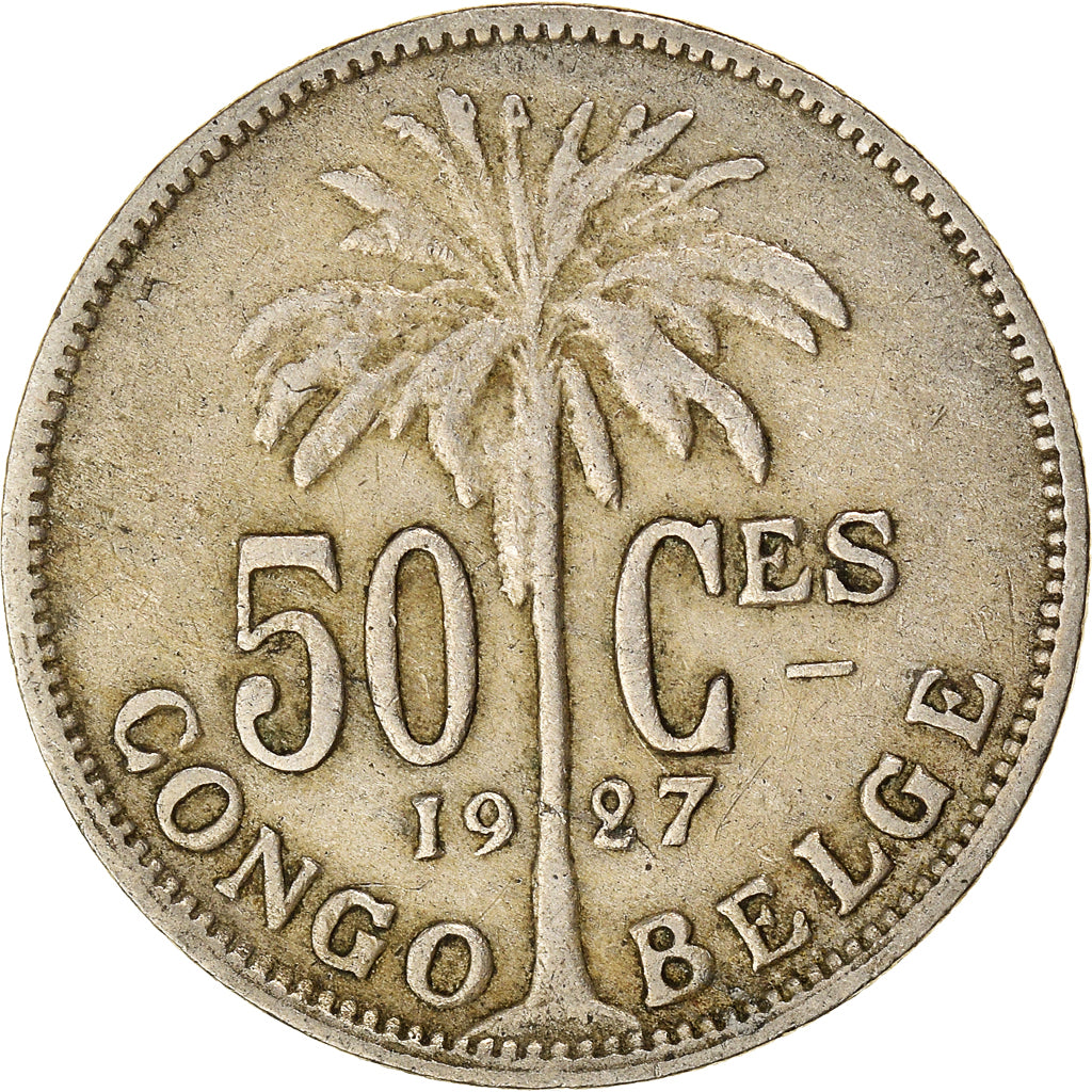 Coin, Belgian Congo, 50 Centimes, 1927, EF(40-45), Copper-nickel, KM:22