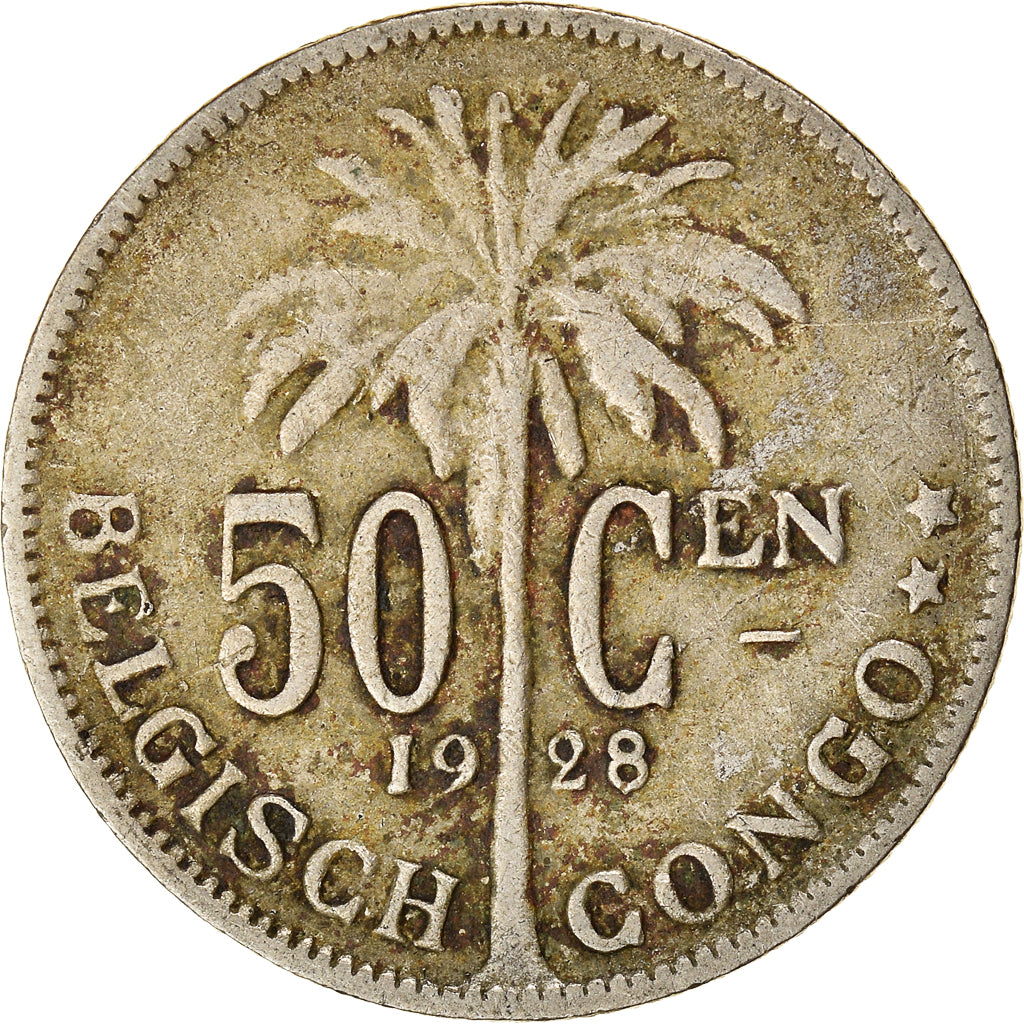 Coin, Belgian Congo, 50 Centimes, 1928, VF(20-25), Copper-nickel, KM:23
