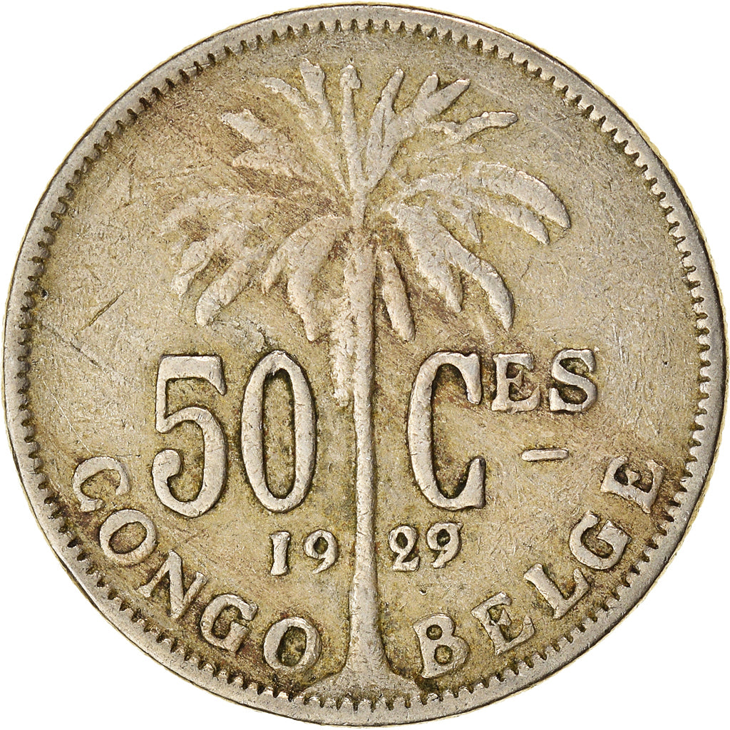 Coin, Belgian Congo, 50 Centimes, 1929, VF(30-35), Copper-nickel, KM:22