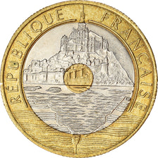 Coin, France, Mont Saint Michel, 20 Francs, 1992, EF(40-45), Tri-Metallic