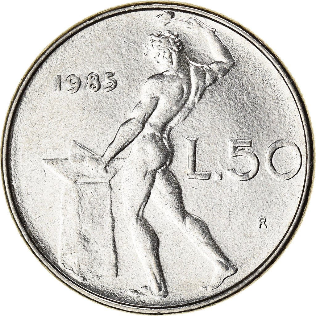 Monnaie, Italie, 50 Lire, 1985, Rome, TTB+, Acier inoxydable, KM:95.1