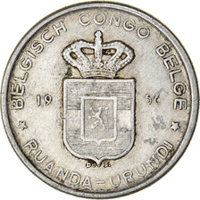 Moneda, Congo belga, RUANDA-URUNDI, 5 Francs, 1956, BC+, Aluminio, KM:3