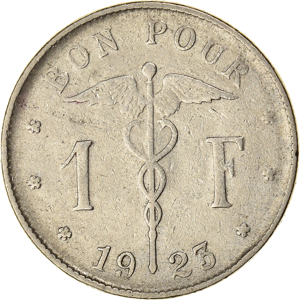 Moeda, Bélgica, Franc, 1923, EF(40-45), Níquel, KM:89