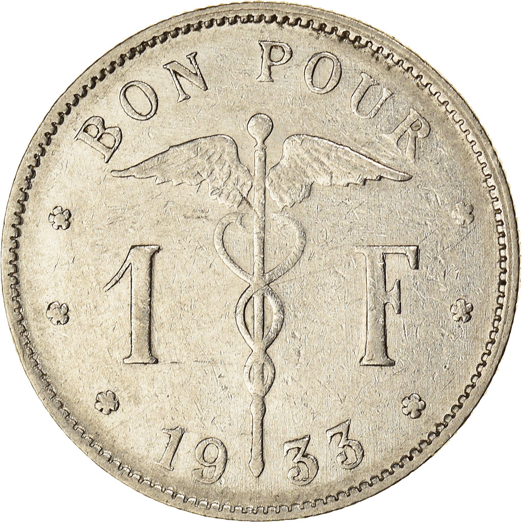 Coin, Belgium, Franc, 1933, EF(40-45), Nickel, KM:89