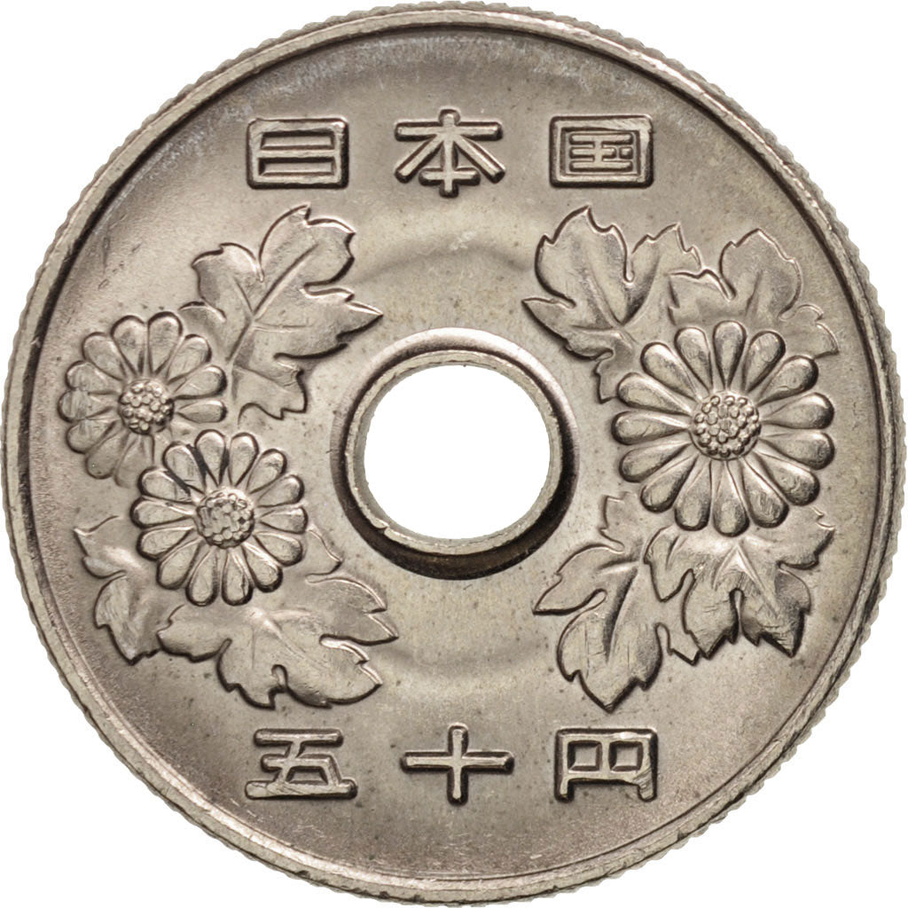 Japan, Akihito, 50 Yen, 1989, MS(63), Copper-nickel, KM:101.1