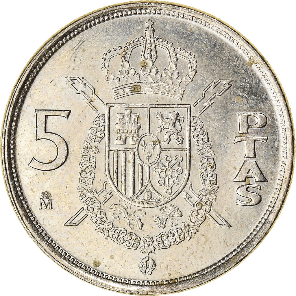 Moneta, Hiszpania, Juan Carlos I, 5 Pesetas, 1984, VF(20-25), Miedź-Nikiel