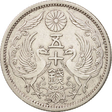Japan, Yoshihito, 50 Sen, 1923, EF(40-45), Silver, KM:46
