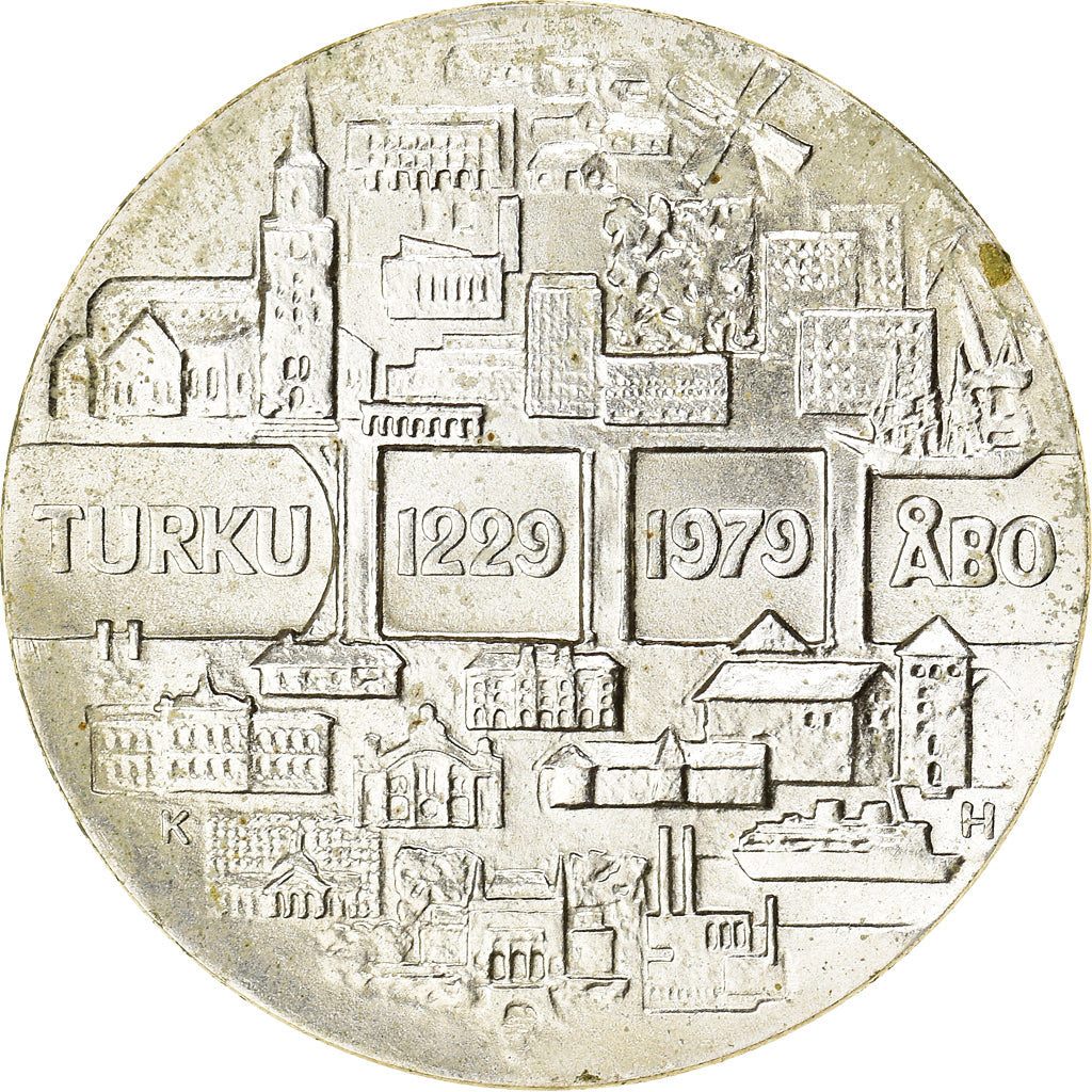 Moneta, Finlandia, 750th Anniversary of Turku, 25 Markkaa, 1979, BB, Argento