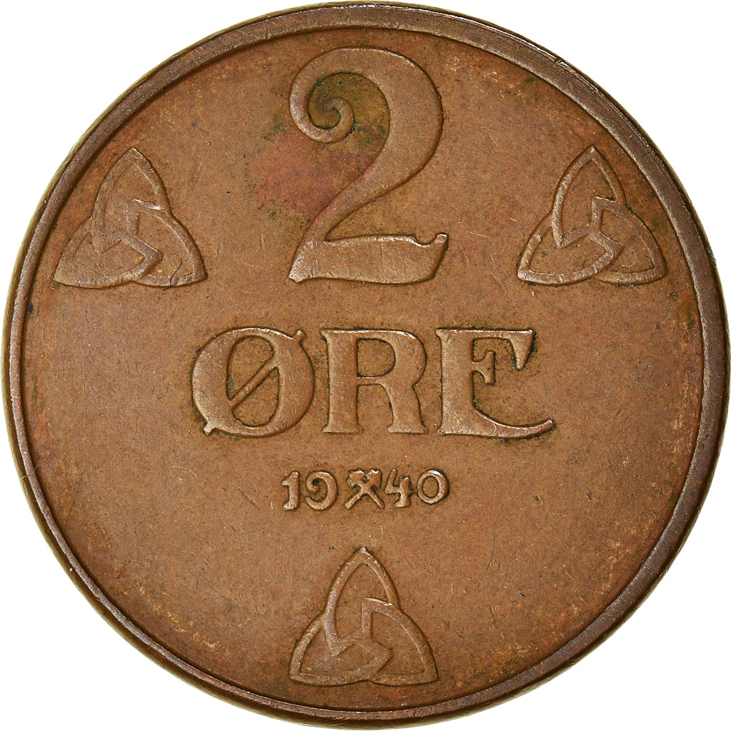 Coin, Norway, Haakon VII, 2 Öre, 1940, EF(40-45), Bronze, KM:371