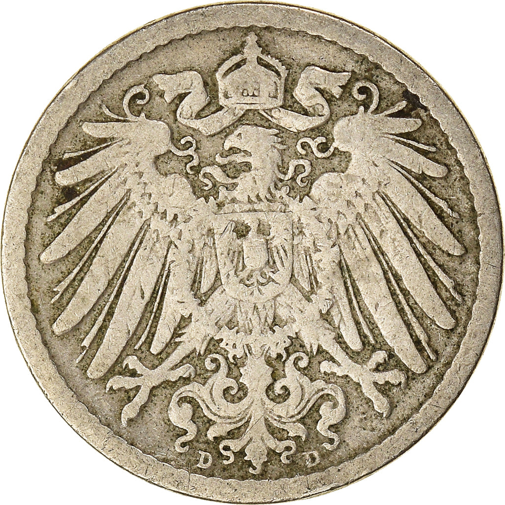 Moneta, NIEMCY - IMPERIUM, Wilhelm II, 5 Pfennig, 1894, Munich, VF(30-35)