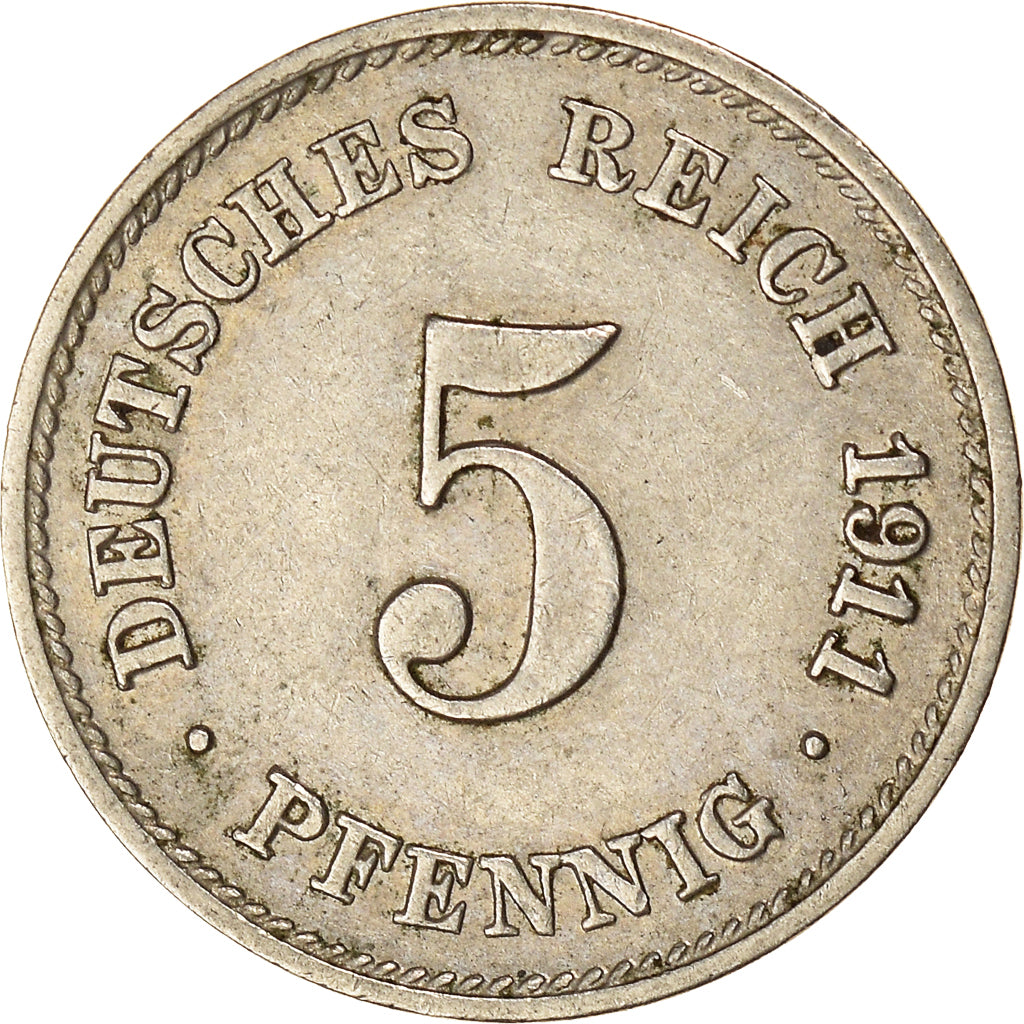 Monnaie, Empire allemand, Wilhelm II, 5 Pfennig, 1911, Karlsruhe, TTB
