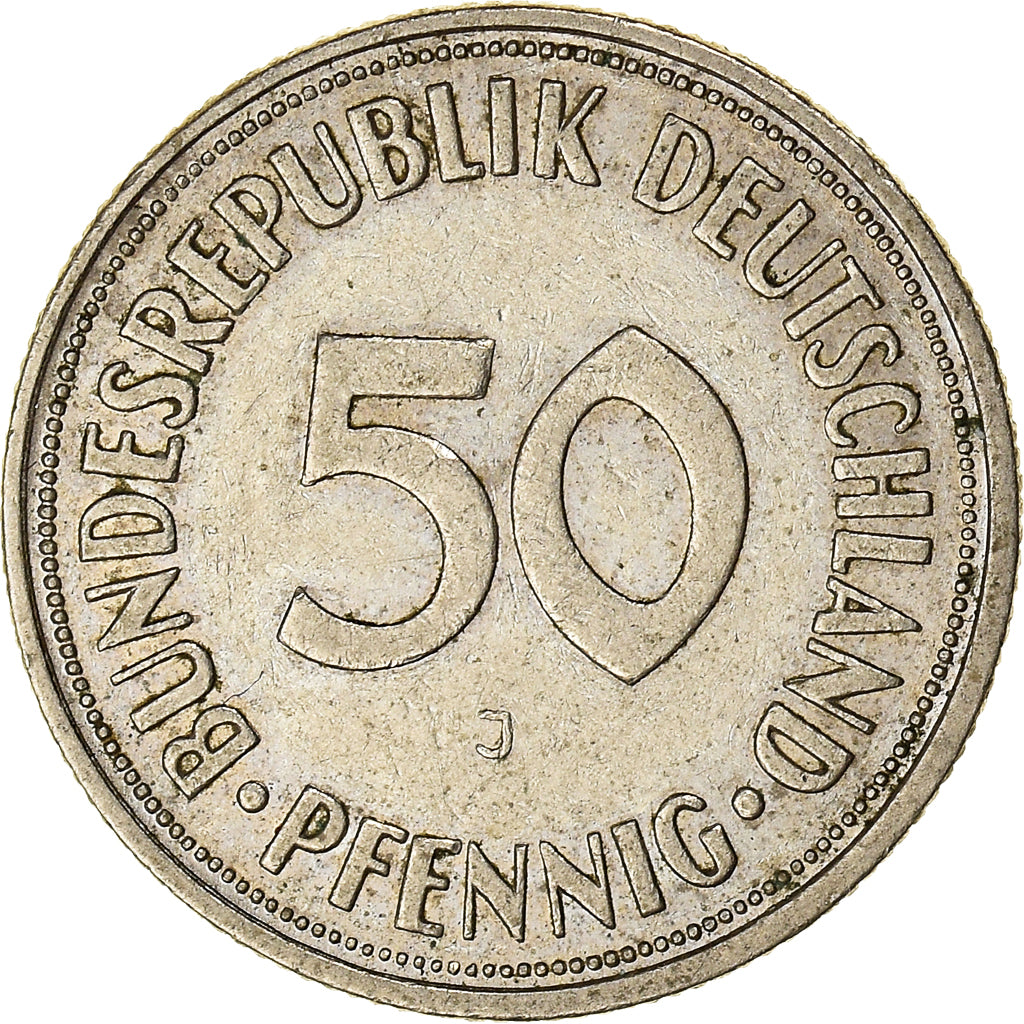 Moeda, ALEMANHA - REPÚBLICA FEDERAL, 50 Pfennig, 1950, Hamburg, VF(30-35)