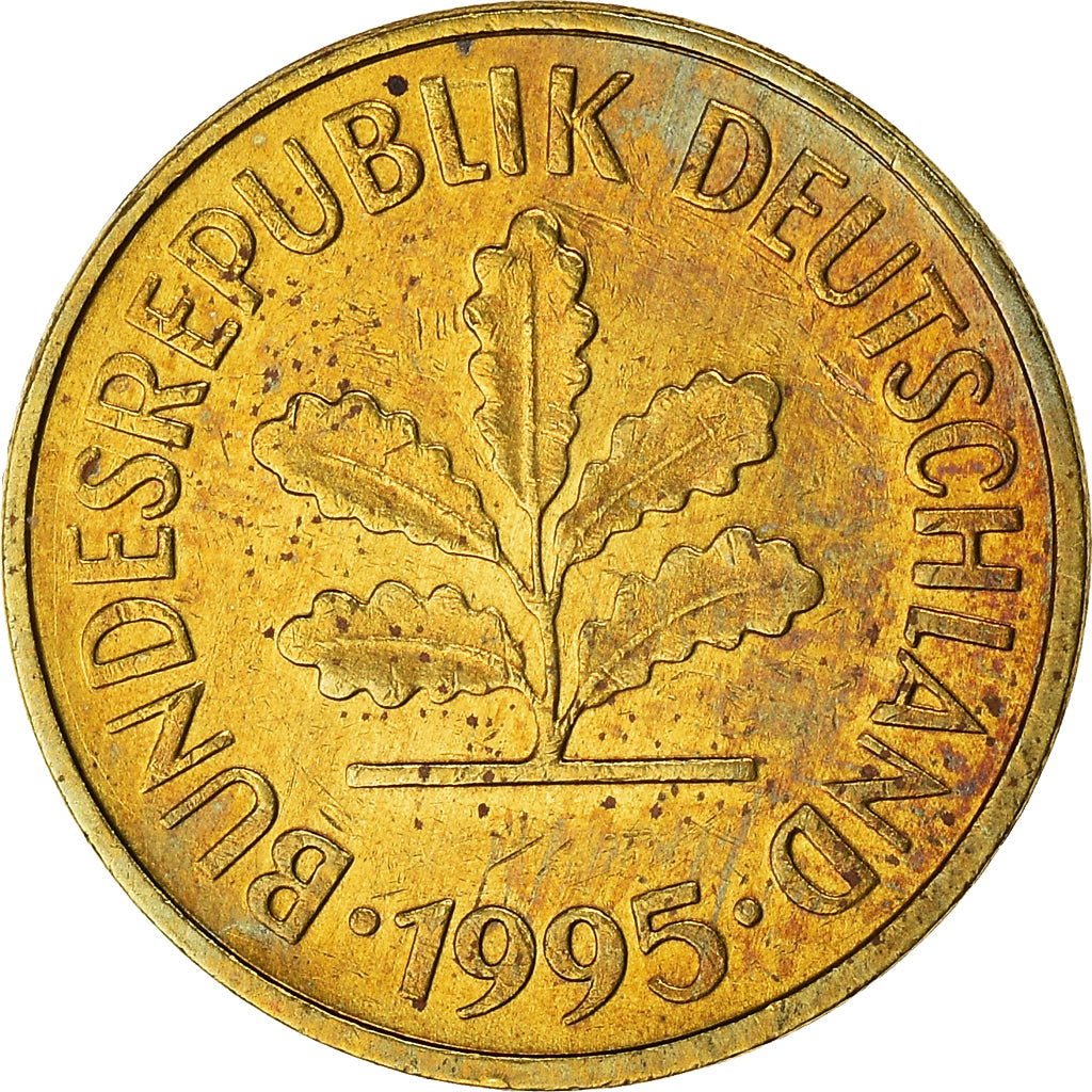 Coin, GERMANY - FEDERAL REPUBLIC, 5 Pfennig, 1995, Hamburg, EF(40-45), Brass