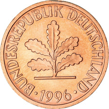 Coin, GERMANY - FEDERAL REPUBLIC, 2 Pfennig, 1996, Hambourg, EF(40-45), Copper