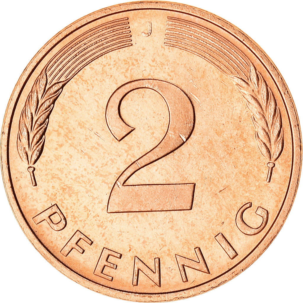 Coin, GERMANY - FEDERAL REPUBLIC, 2 Pfennig, 1996, Hambourg, EF(40-45), Copper