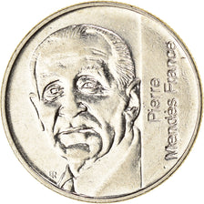 Moneda, Francia, Mendès France, 5 Francs, 1992, Paris, BC+, Níquel, KM:1006
