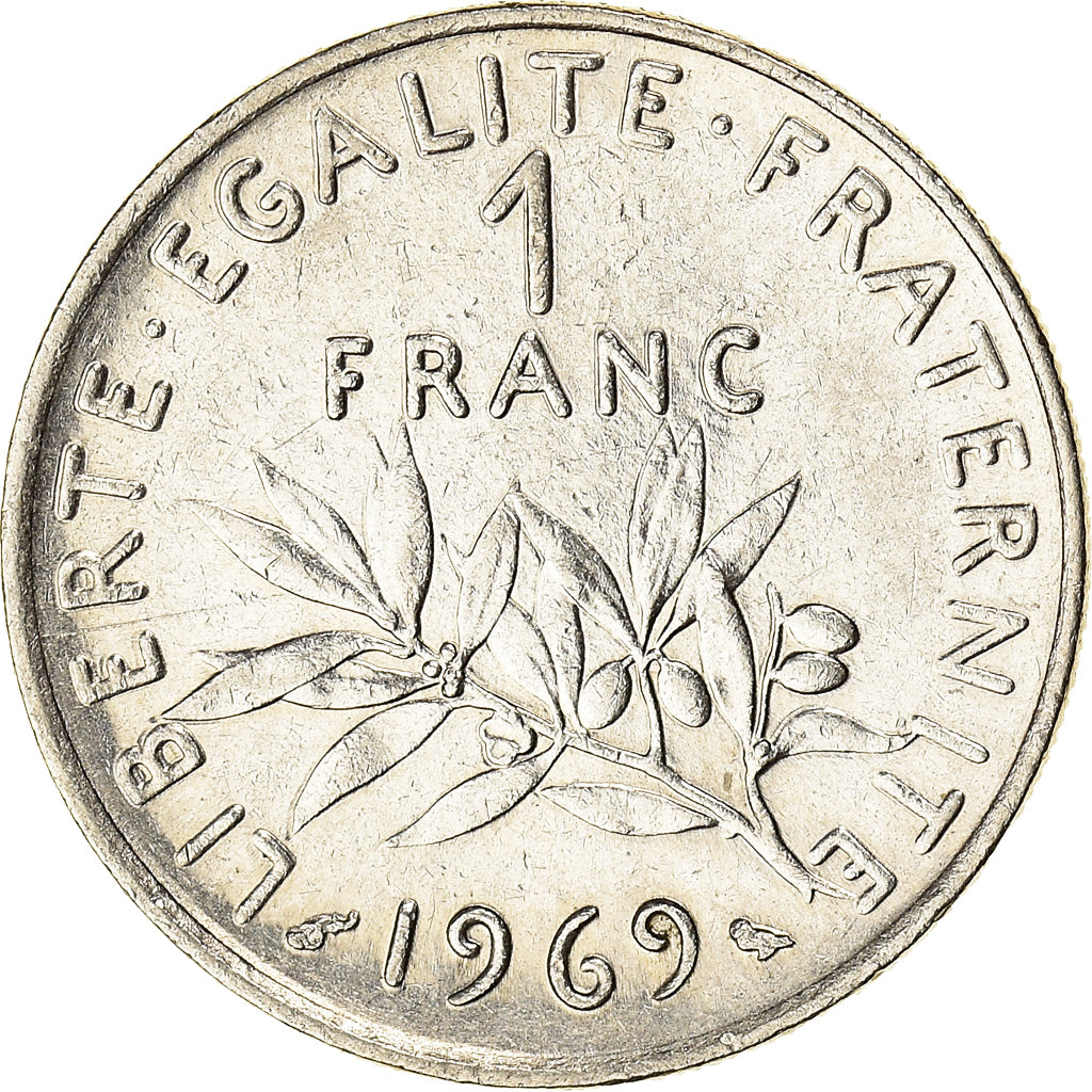 Moeda, França, Semeuse, Franc, 1969, Paris, 1 Franc, EF(40-45), Níquel