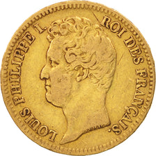 Moneta, Francia, Louis-Philippe, 20 Francs, 1831, Rouen, MB+, Oro, KM:746.2
