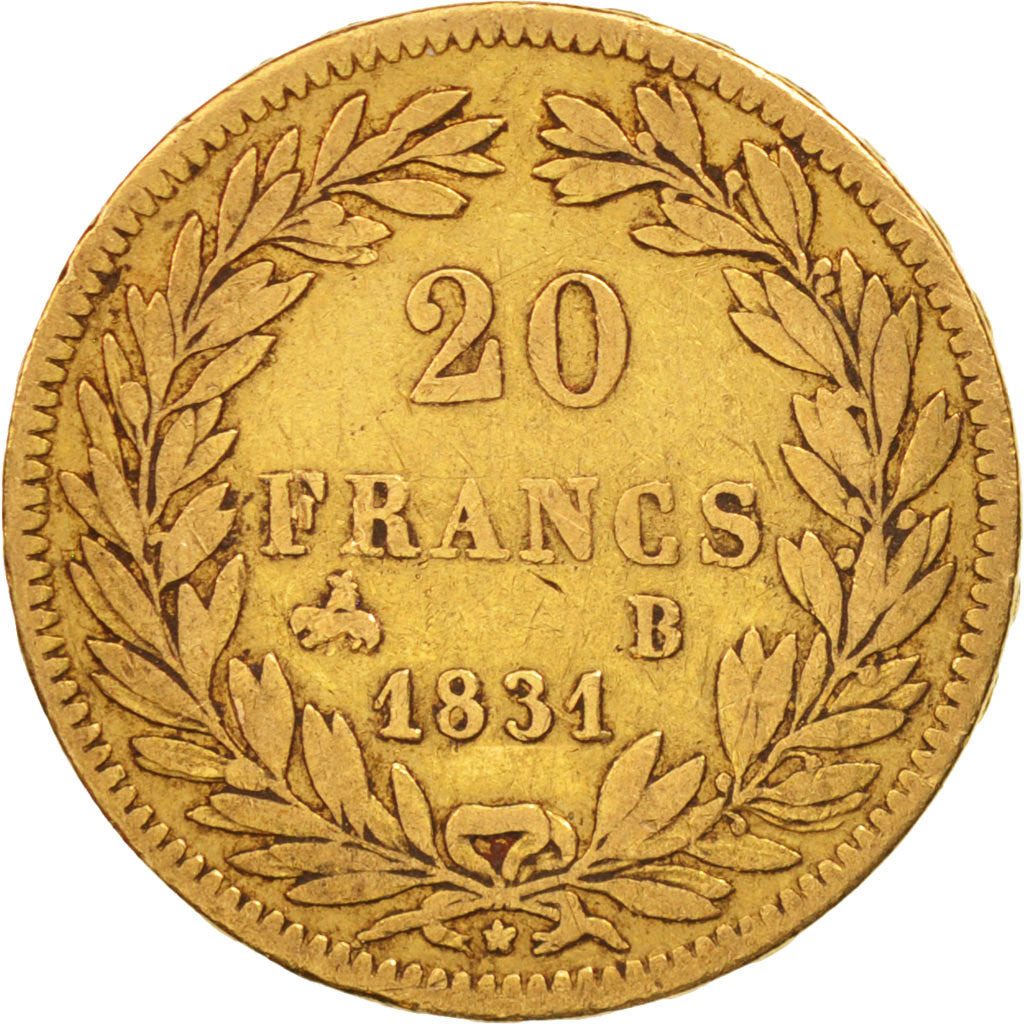 Coin, France, Louis-Philippe, 20 Francs, 1831, Rouen, VF(30-35), Gold, KM:746.2