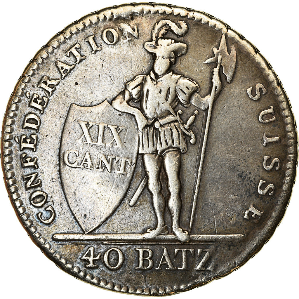 Coin, SWISS CANTONS, VAUD, 40 Batzen, 1812, VF(30-35), Silver, KM:17
