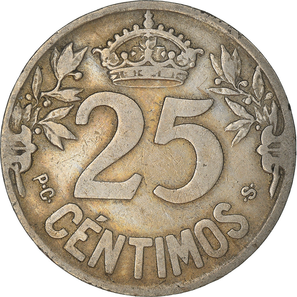 Coin, Spain, Alfonso XIII, 25 Centimos, 1925, Madrid, EF(40-45), Copper-nickel