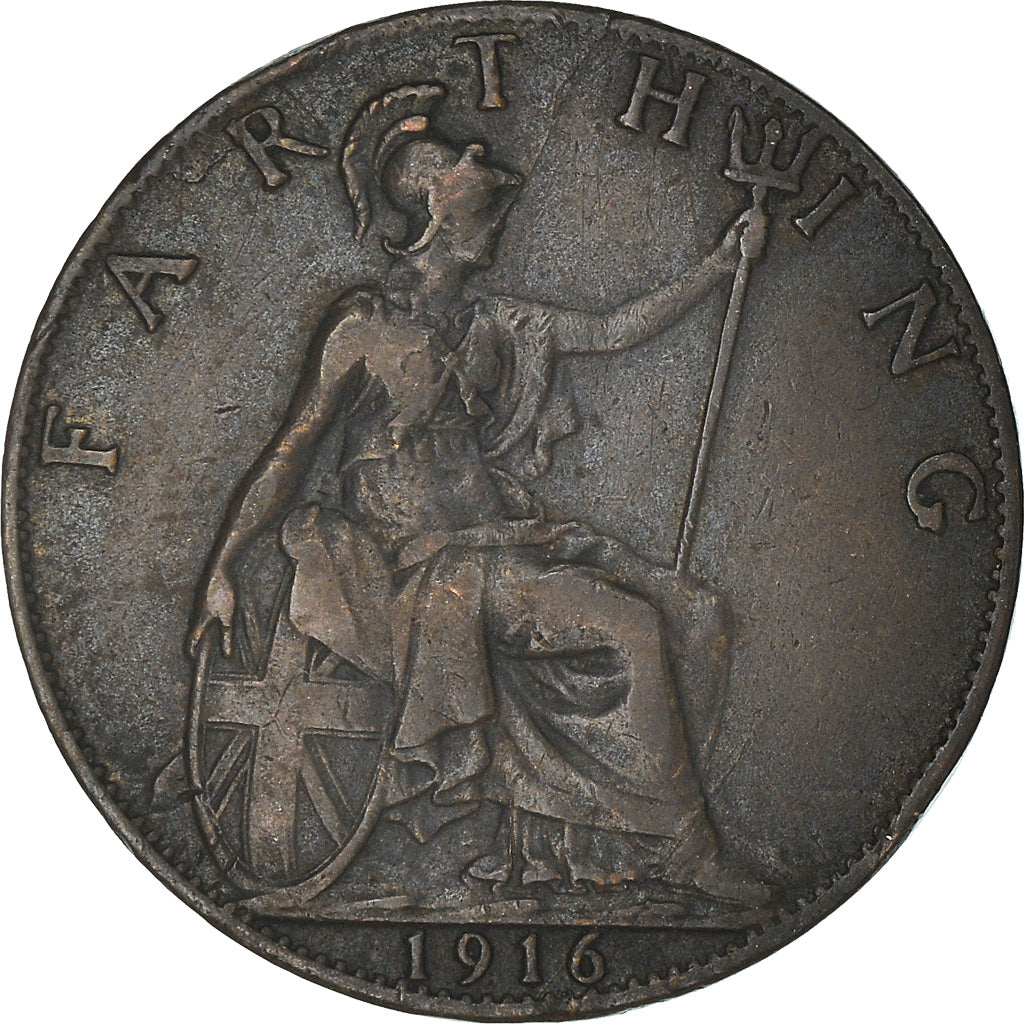 Coin, Great Britain, George V, Farthing, 1916, EF(40-45), Bronze, KM:808.1