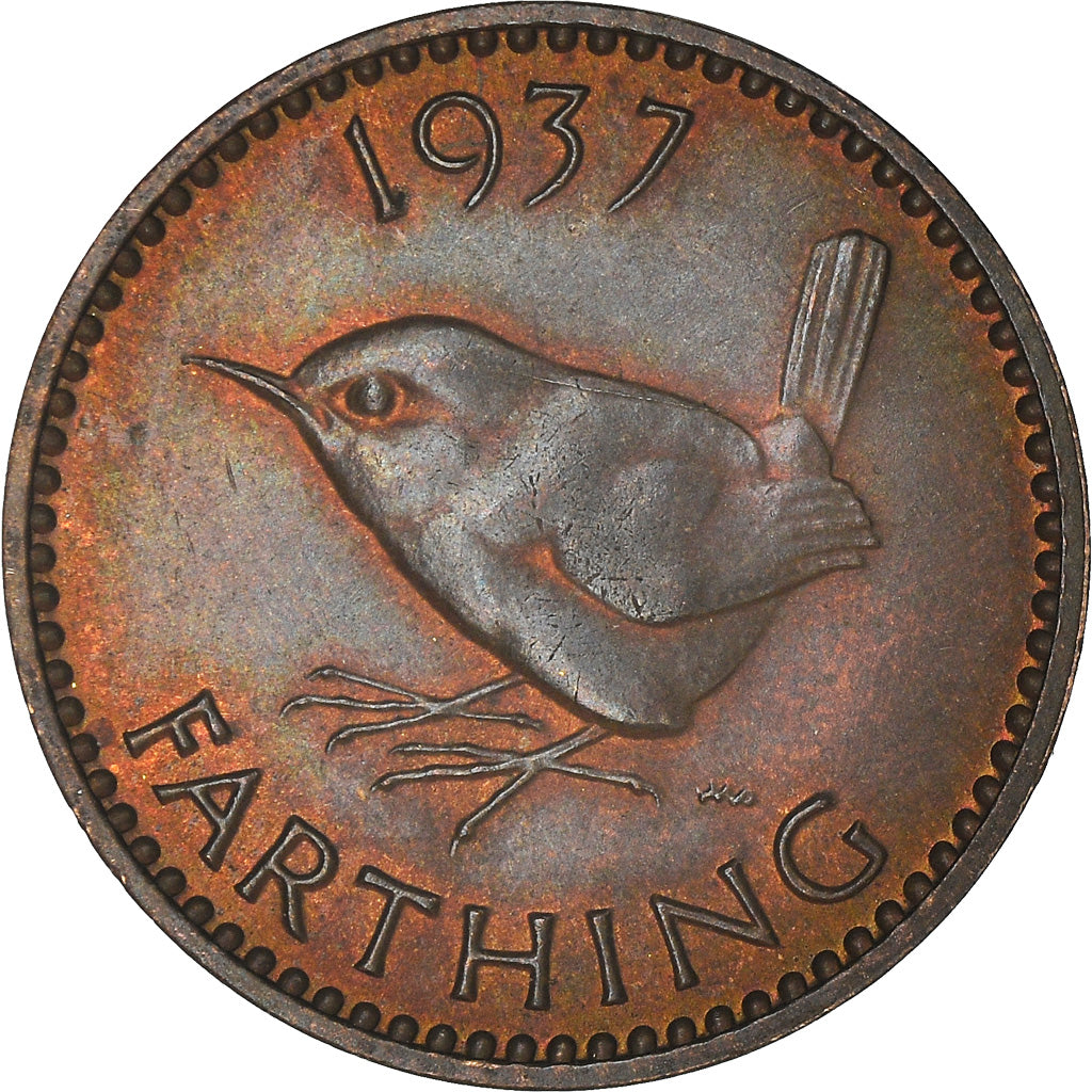 Coin, Great Britain, George VI, Farthing, 1937, EF(40-45), Bronze, KM:843